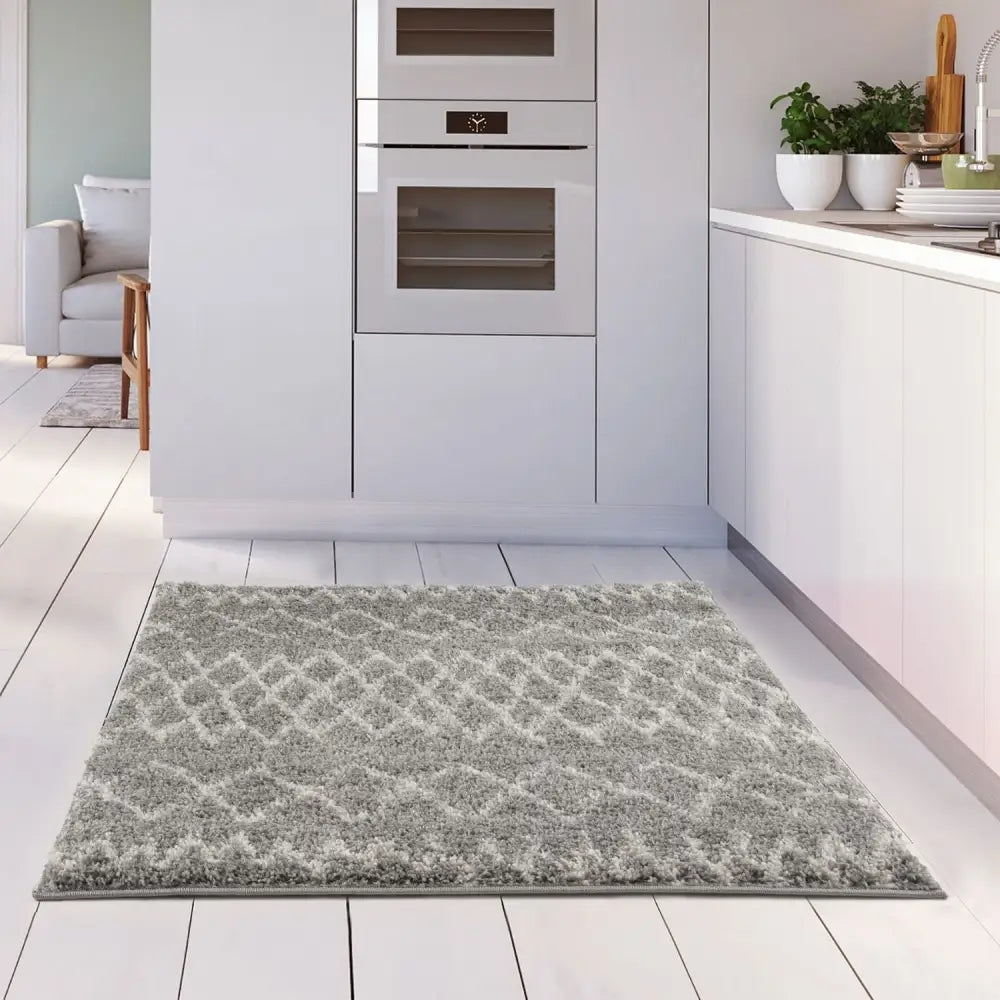 Moroccan Grey Shaggy Rug | 910 - Rugs