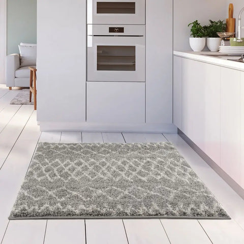 Moroccan Grey Shaggy Rug | 910 - Rugs