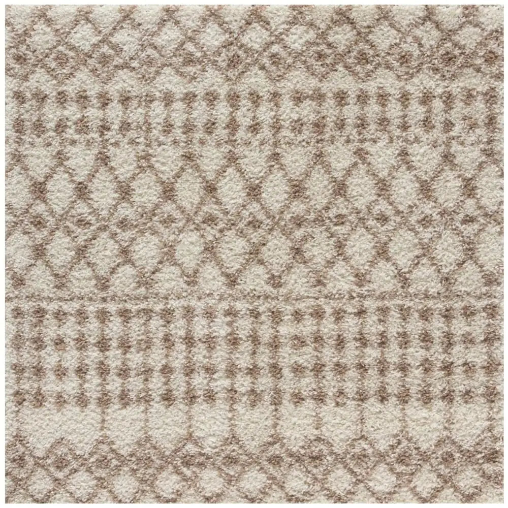 Moroccan Ivory Beige Shaggy Rug | 1030 - 120X120 cm - Rugs