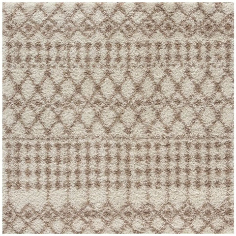 Moroccan Ivory Beige Shaggy Rug | 1030 - 120X120 cm - Rugs
