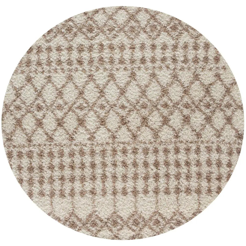 Moroccan Ivory Beige Shaggy Rug | 1030 - Ø 120 cm - Rugs