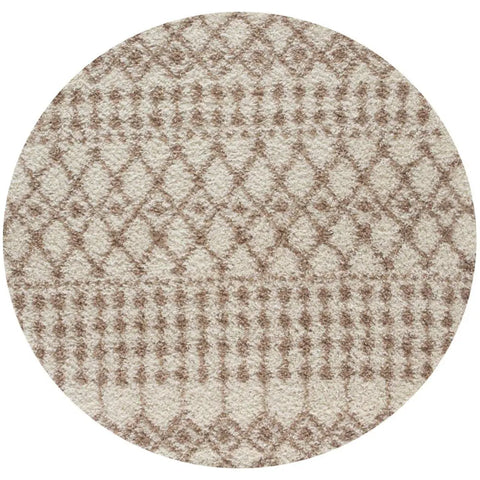 Moroccan Ivory Beige Shaggy Rug | 1030 - Ø 120 cm - Rugs