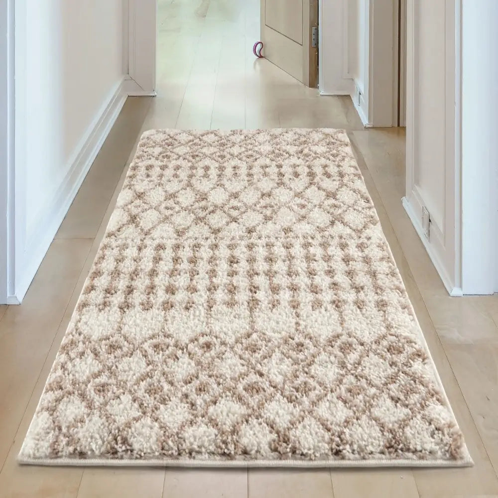 Moroccan Ivory Beige Shaggy Rug | 1030 - Rugs