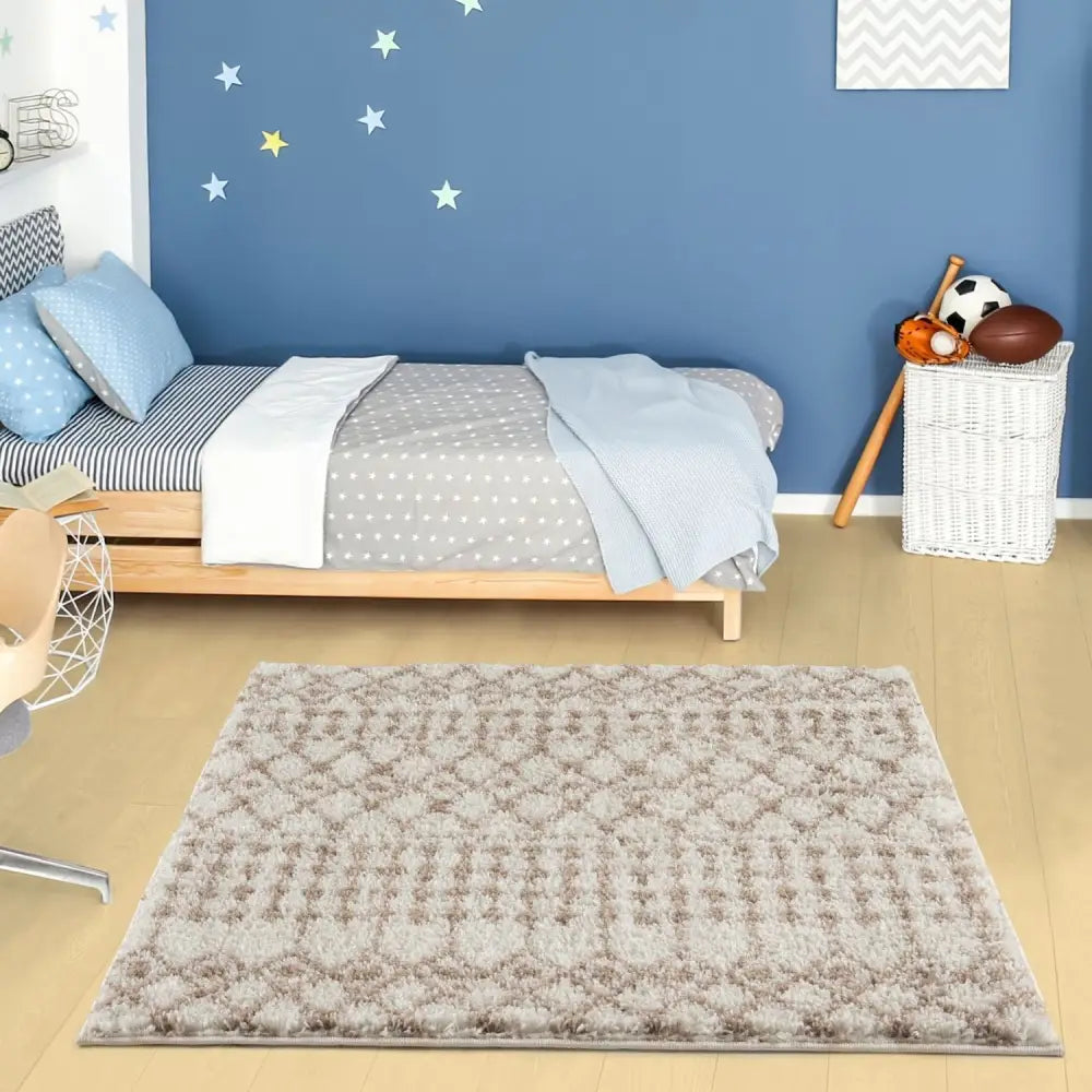 Moroccan Ivory Beige Shaggy Rug | 1030 - Rugs