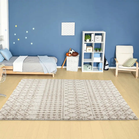 Moroccan Ivory Beige Shaggy Rug | 1030 - Rugs