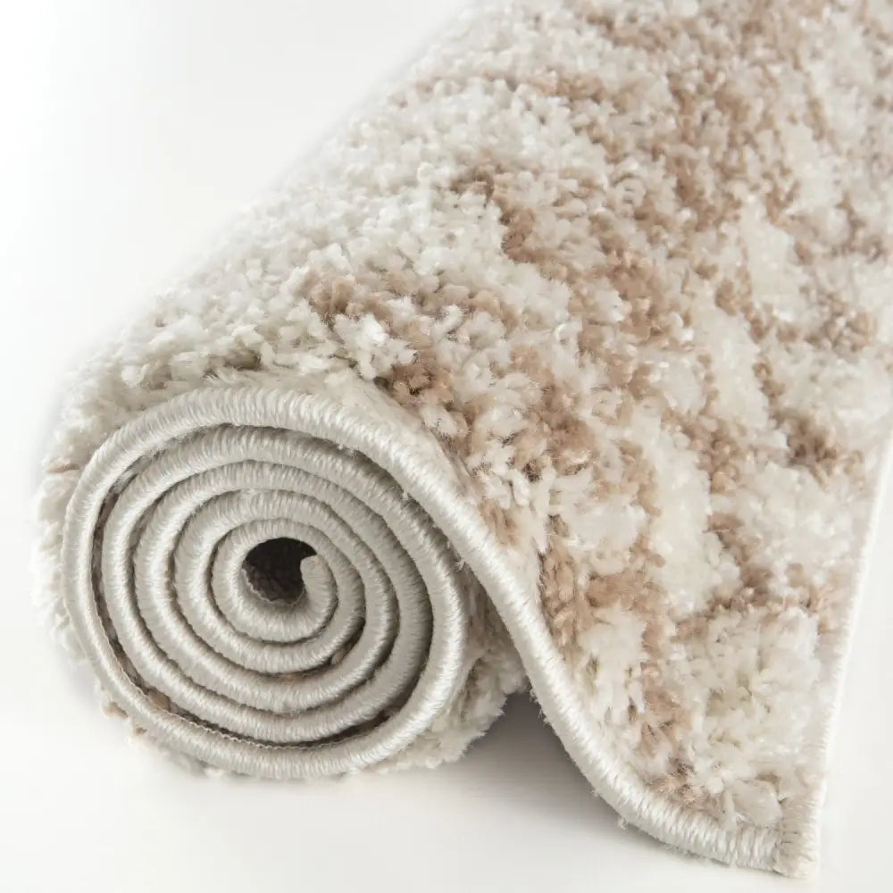 Moroccan Ivory Beige Shaggy Rug | 1030 - Rugs