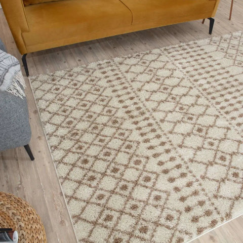 Moroccan Ivory Beige Shaggy Rug | 1030 - Rugs