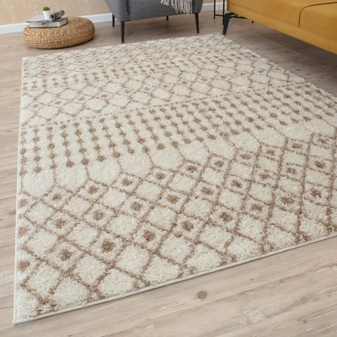 Moroccan Ivory Beige Shaggy Rug | 1030 - Rugs