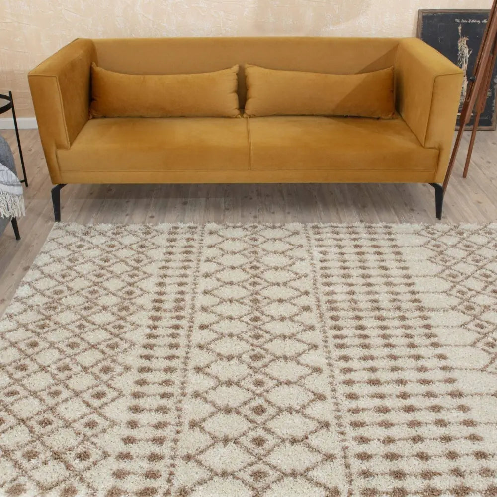 Moroccan Ivory Beige Shaggy Rug | 1030 - Rugs