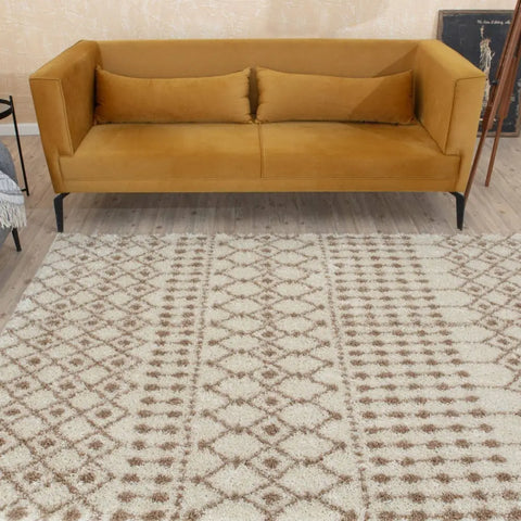 Moroccan Ivory Beige Shaggy Rug | 1030 - Rugs