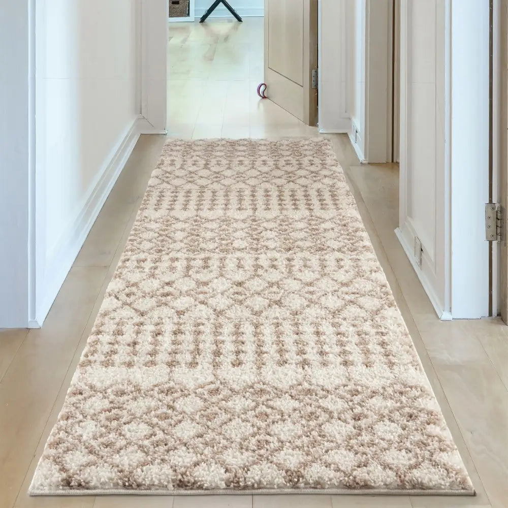 Moroccan Ivory Beige Shaggy Rug | 1030 - Rugs