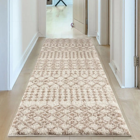 Moroccan Ivory Beige Shaggy Rug | 1030 - Rugs