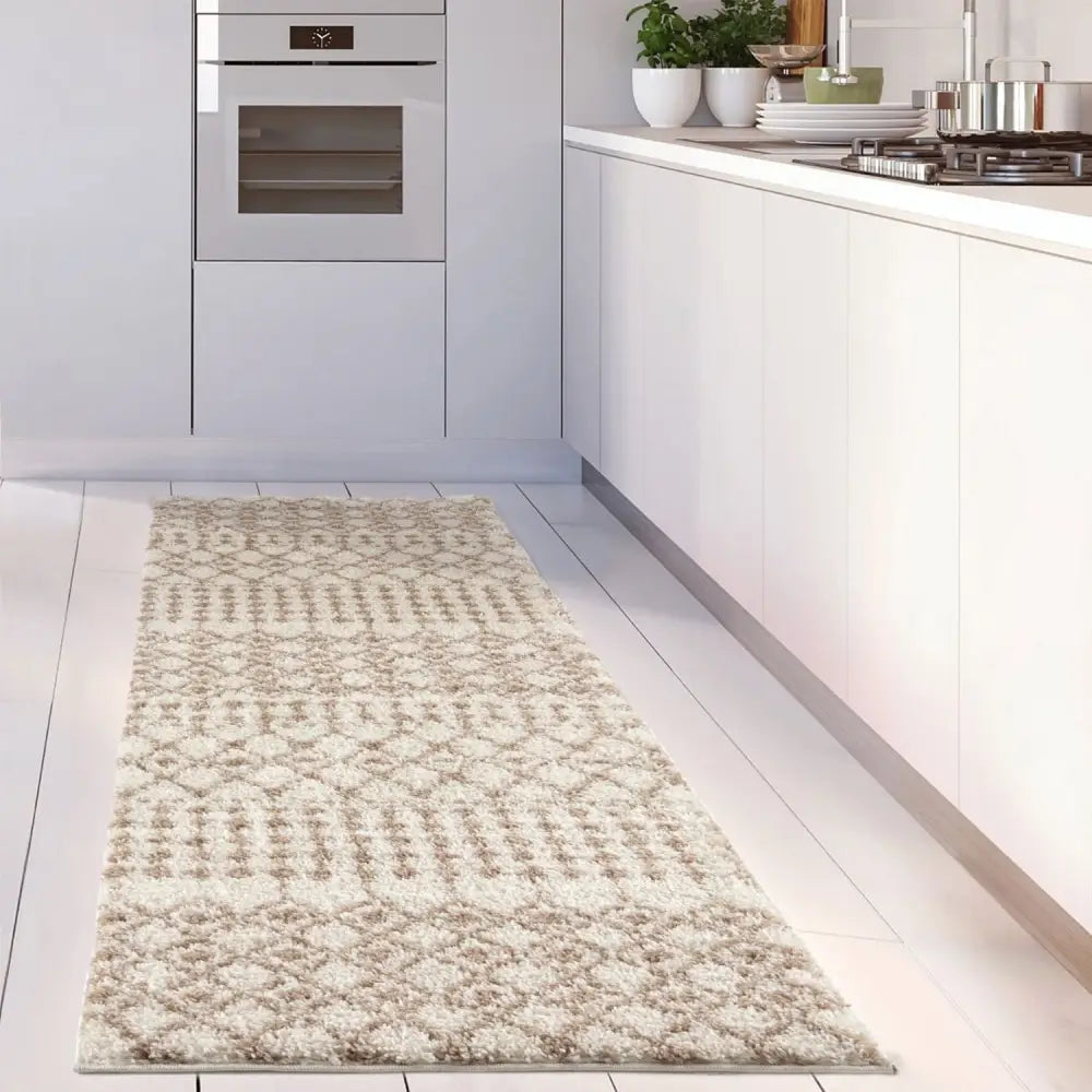 Moroccan Ivory Beige Shaggy Rug | 1030 - Rugs