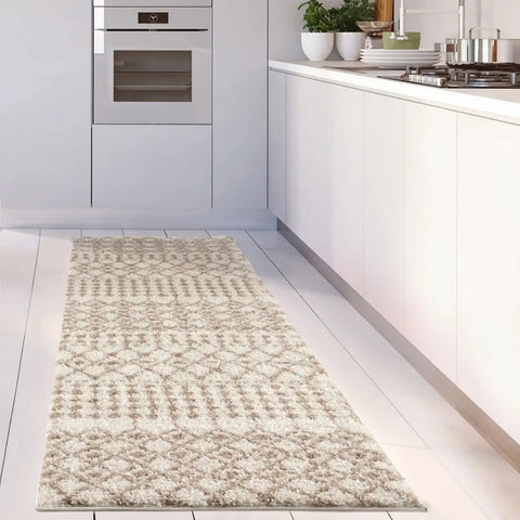Moroccan Ivory Beige Shaggy Rug | 1030 - Rugs