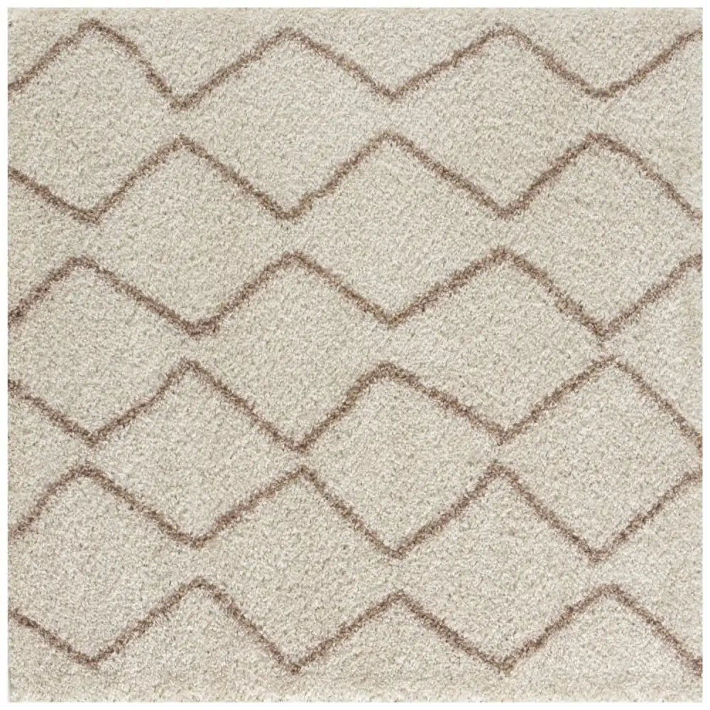 Moroccan Ivory Beige Shaggy Rug | 830 - 120X120 cm - Rugs