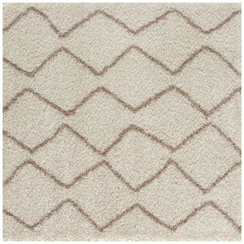 Moroccan Ivory Beige Shaggy Rug | 830 - 120X120 cm - Rugs