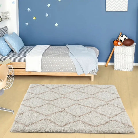 Moroccan Ivory Beige Shaggy Rug | 830 - Rugs