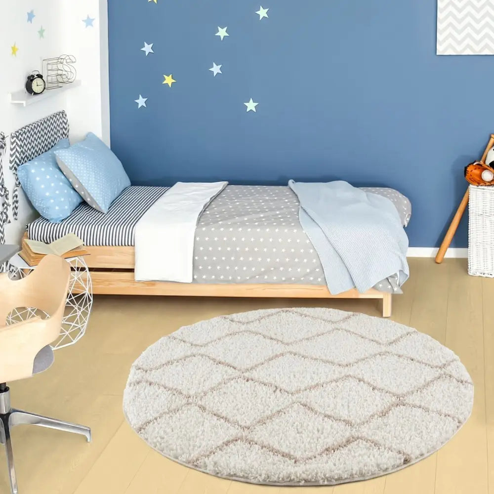 Moroccan Ivory Beige Shaggy Rug | 830 - Rugs