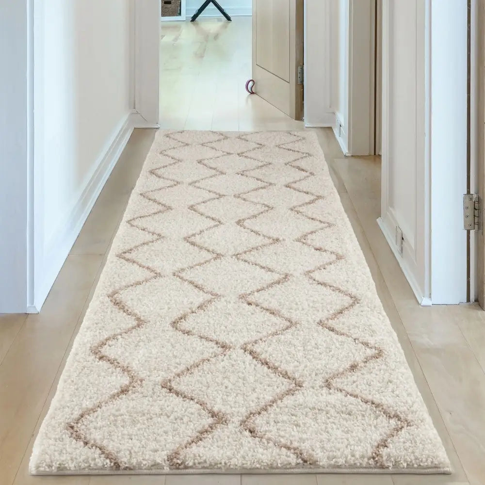 Moroccan Ivory Beige Shaggy Rug | 830 - Rugs