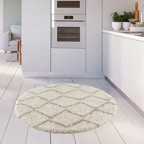 Moroccan Ivory Beige Shaggy Rug | 830 - Rugs