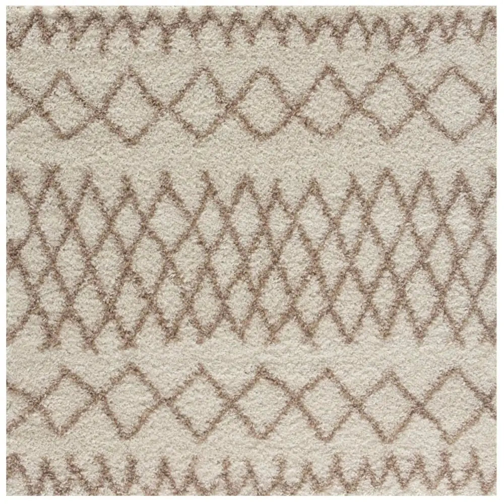 Moroccan Ivory Beige Shaggy Rug | 930 - 120X120 cm - Rugs