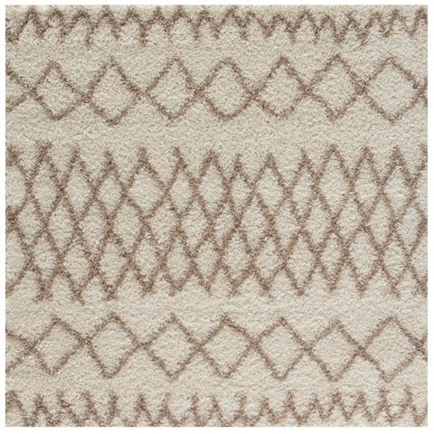 Moroccan Ivory Beige Shaggy Rug | 930 - 120X120 cm - Rugs