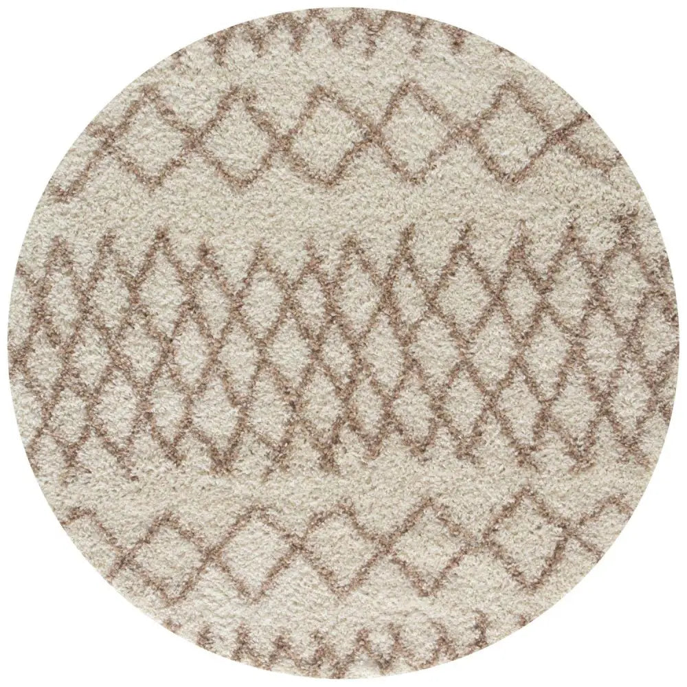 Moroccan Ivory Beige Shaggy Rug | 930 - Ø 120 cm - Rugs
