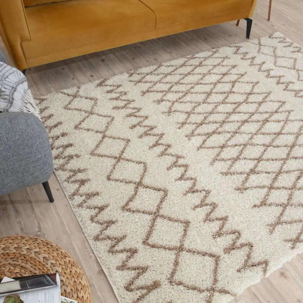 Moroccan Ivory Beige Shaggy Rug | 930 - Rugs