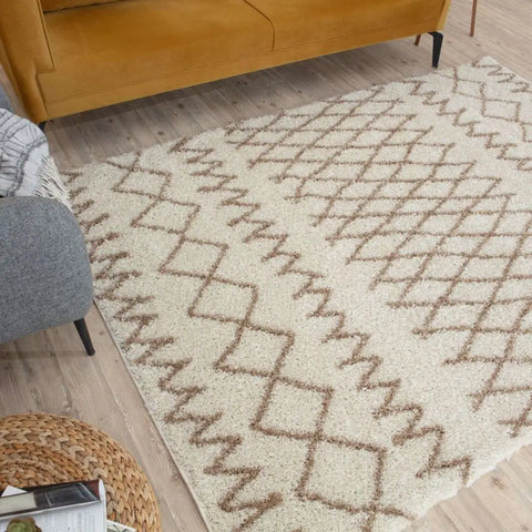 Moroccan Ivory Beige Shaggy Rug | 930 - Rugs