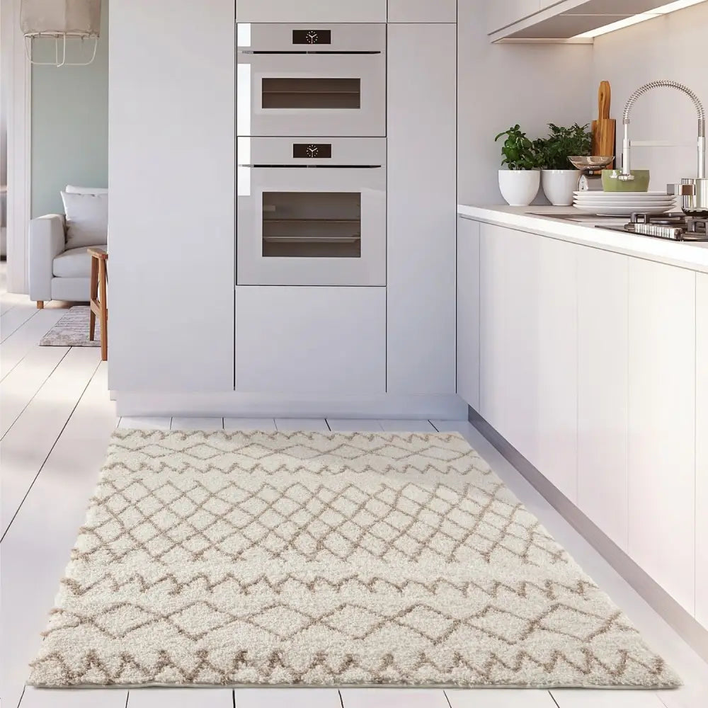 Moroccan Ivory Beige Shaggy Rug | 930 - Rugs