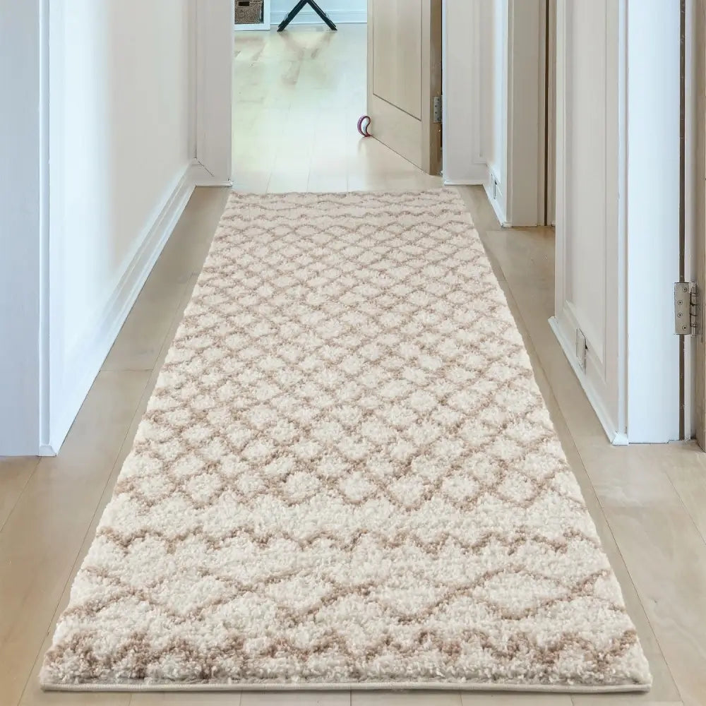 Moroccan Ivory Beige Shaggy Rug | 930 - Rugs