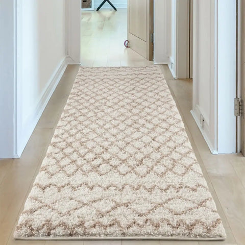 Moroccan Ivory Beige Shaggy Rug | 930 - Rugs