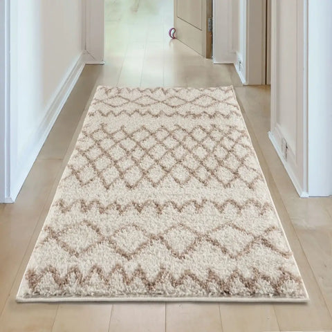 Moroccan Ivory Beige Shaggy Rug | 930 - Rugs