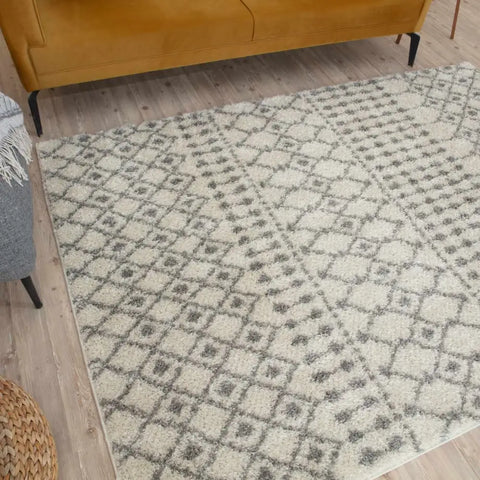 Moroccan Ivory Grey Shaggy Rug | 1000 - Rugs