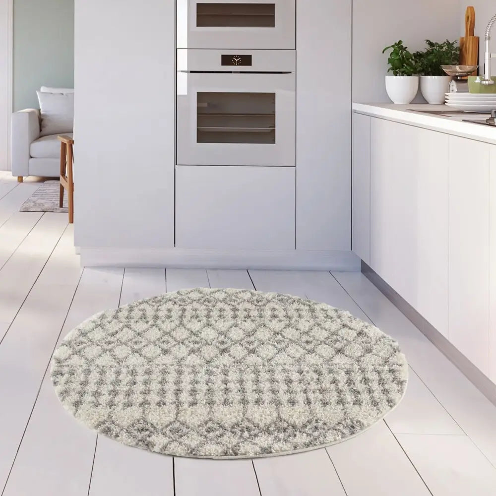 Moroccan Ivory Grey Shaggy Rug | 1000 - Rugs