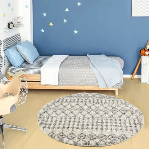 Moroccan Ivory Grey Shaggy Rug | 1000 - Rugs