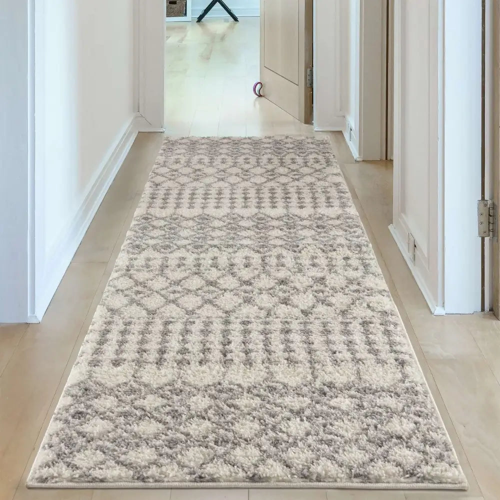 Moroccan Ivory Grey Shaggy Rug | 1000 - Rugs