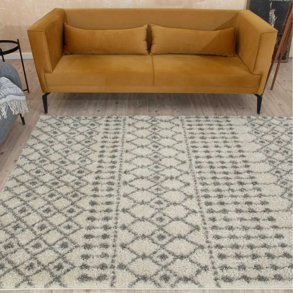 Moroccan Ivory Grey Shaggy Rug | 1000 - Rugs
