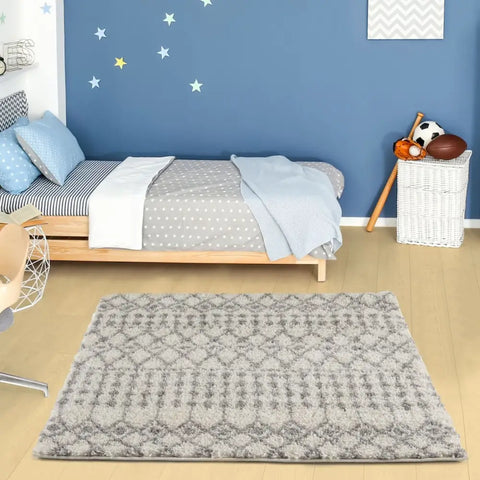 Moroccan Ivory Grey Shaggy Rug | 1000 - Rugs