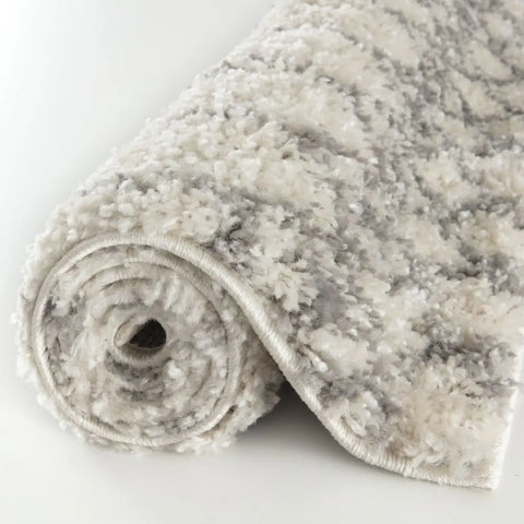 Moroccan Ivory Grey Shaggy Rug | 1000 - Rugs