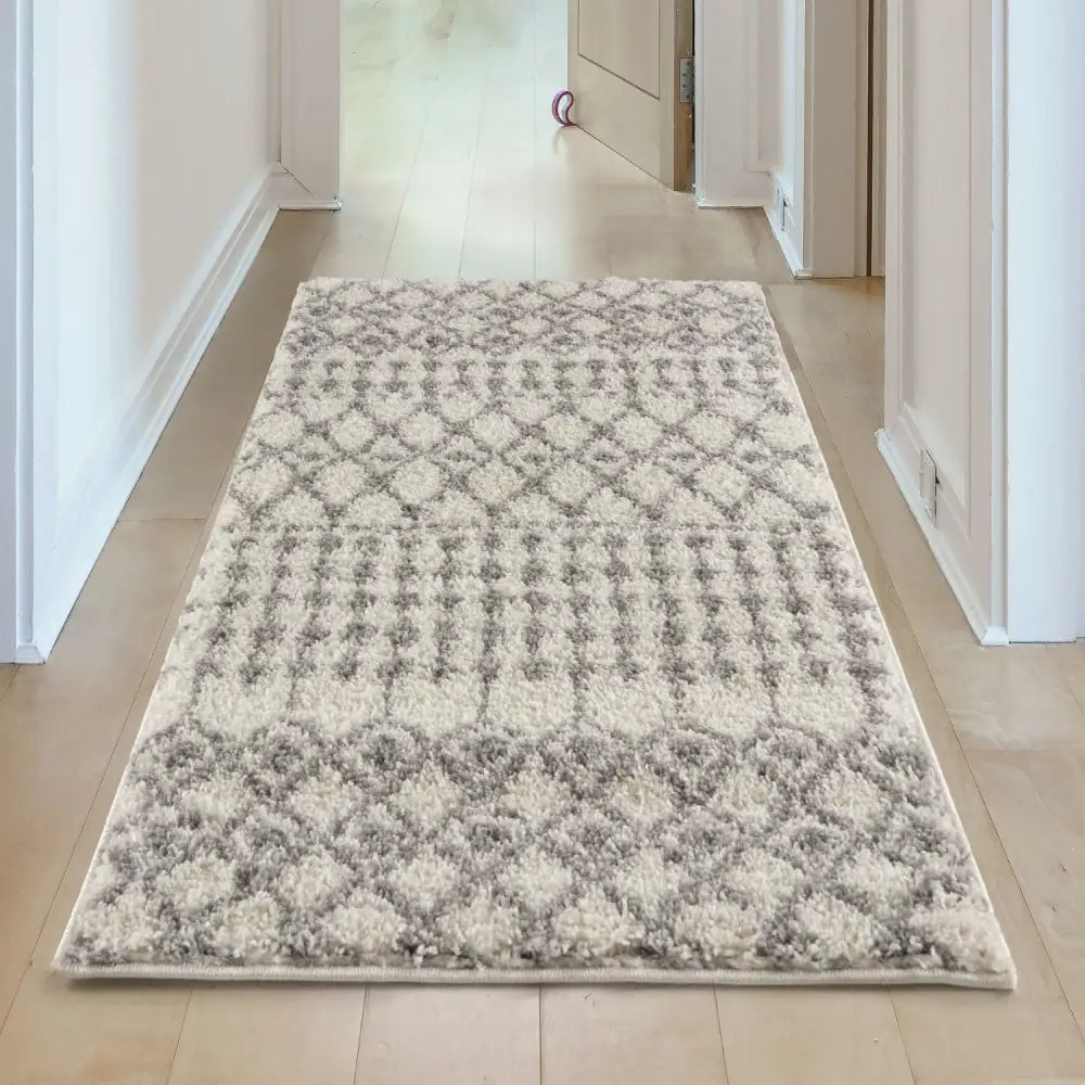 Moroccan Ivory Grey Shaggy Rug | 1000 - Rugs