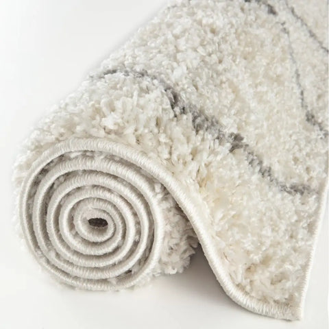 Moroccan Ivory Grey Shaggy Rug | 800 - Rugs