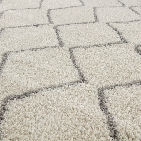Moroccan Ivory Grey Shaggy Rug | 800 - Rugs