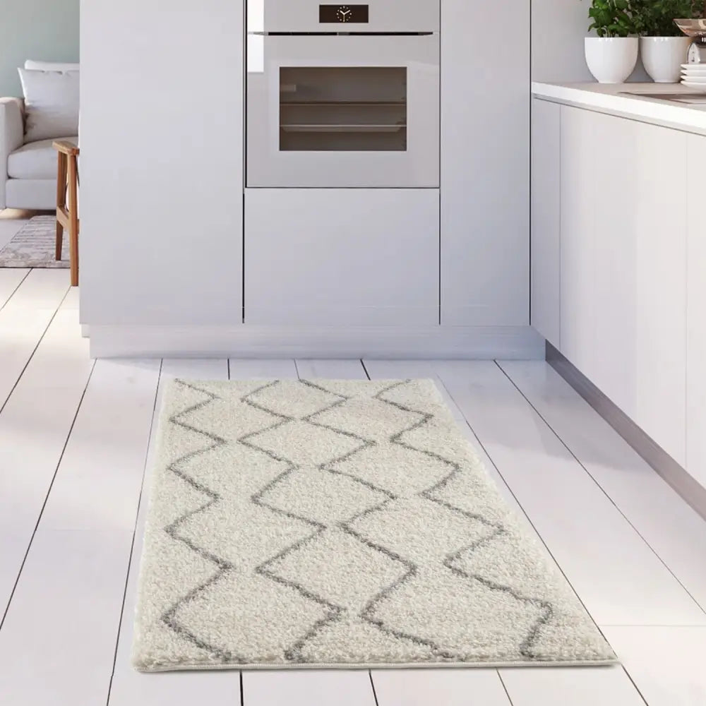 Moroccan Ivory Grey Shaggy Rug | 800 - Rugs