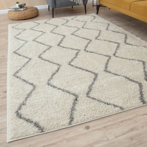 Moroccan Ivory Grey Shaggy Rug | 800 - Rugs