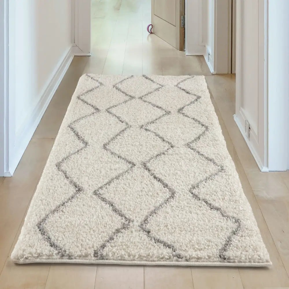Moroccan Ivory Grey Shaggy Rug | 800 - Rugs