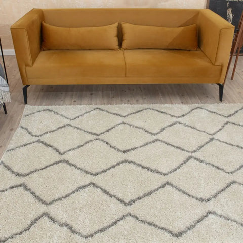 Moroccan Ivory Grey Shaggy Rug | 800 - Rugs