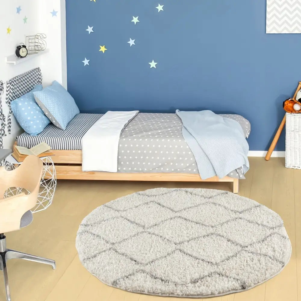 Moroccan Ivory Grey Shaggy Rug | 800 - Rugs