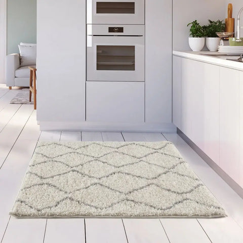 Moroccan Ivory Grey Shaggy Rug | 800 - Rugs