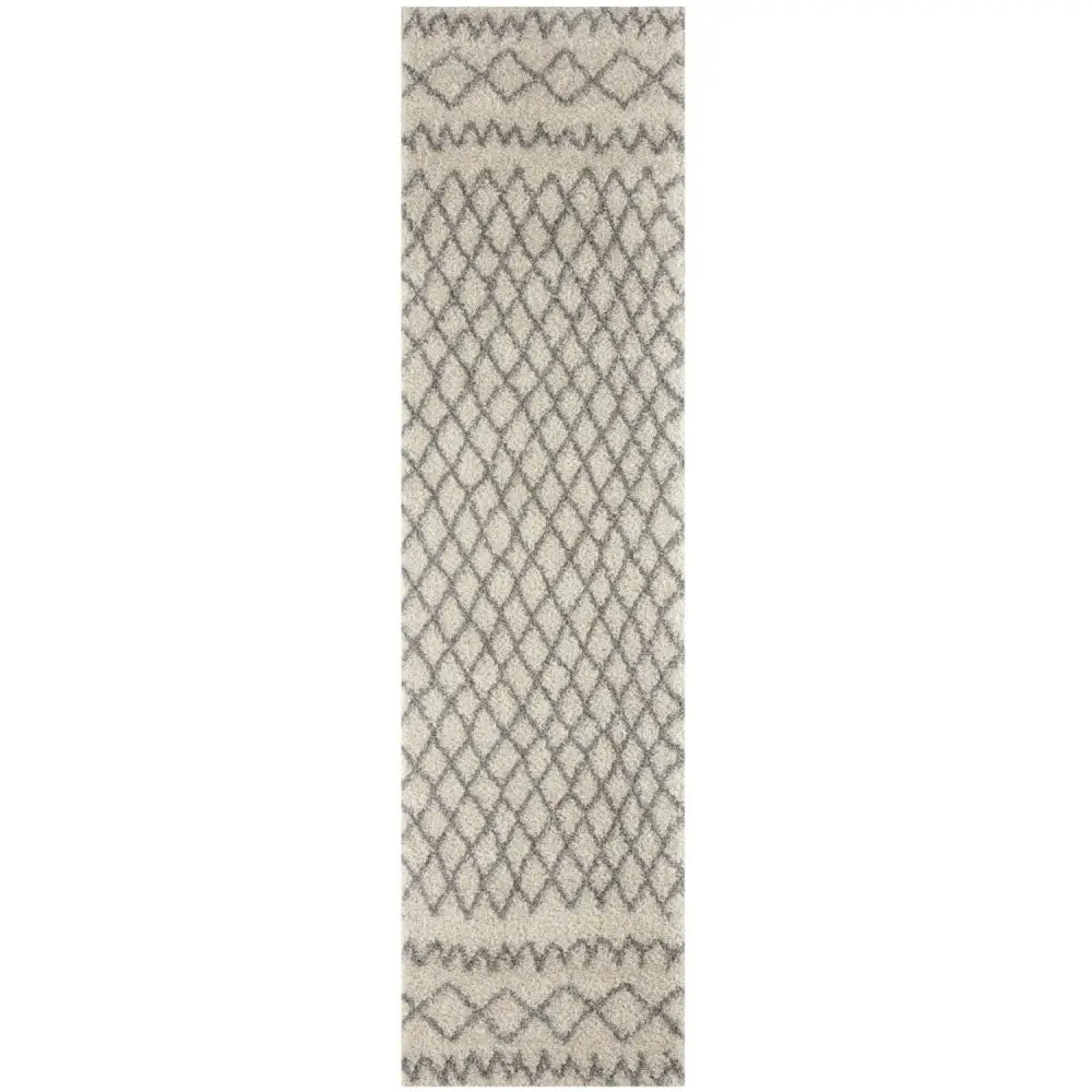 Moroccan Ivory Grey Shaggy Rug | 900 - 80X300 cm - Rugs